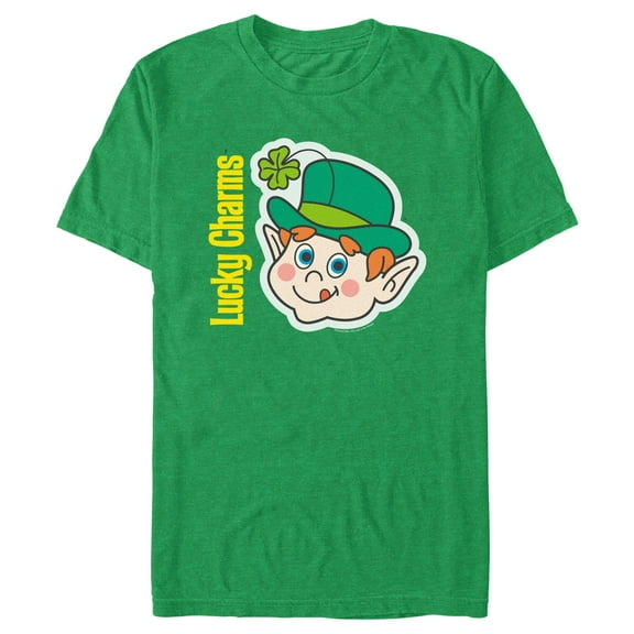 Men's Lucky Charms Leprechaun Face Graphic Tee Kelly Heather Large