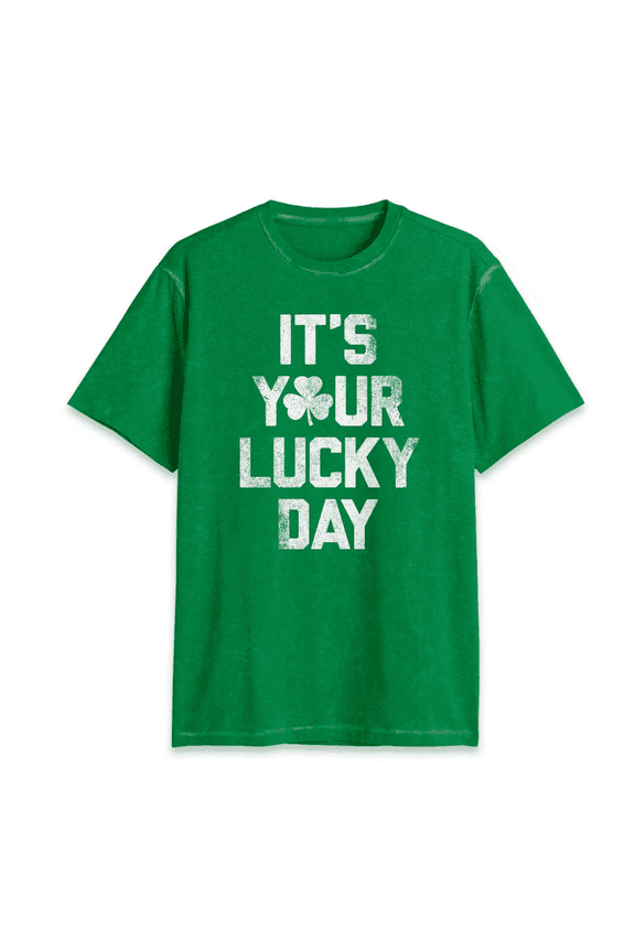 Men's Lucky Day Short Sleeve Crewneck T-Shirt - (Green, Medium)