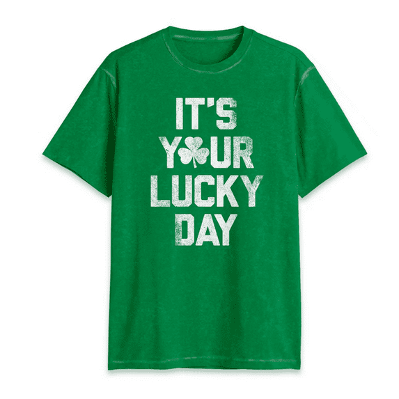 Men's Lucky Day Short Sleeve Crewneck T-Shirt - (Green, Small)