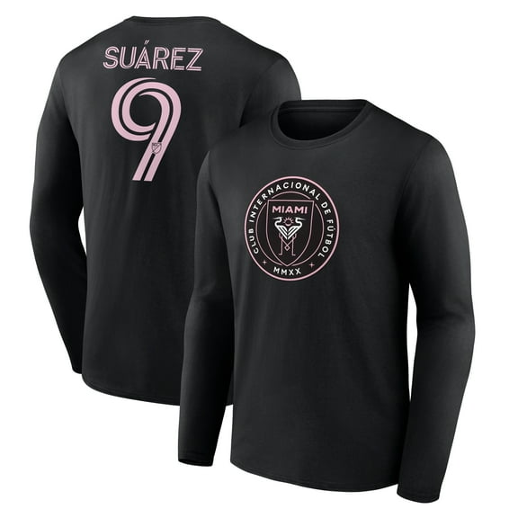 Men's Luis Su-rez Black Inter Miami CF Team Authentic Player Name & Number Long Sleeve T-Shirt
