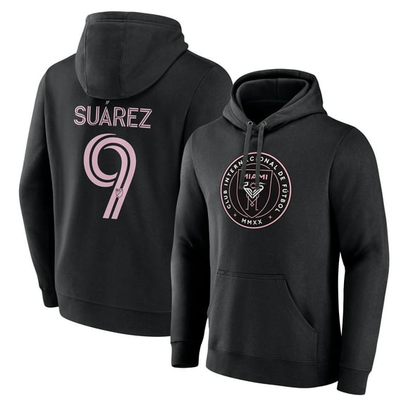 Men's Luis Su-rez Black Inter Miami CF Team Authentic Player Name & Number Pullover Hoodie