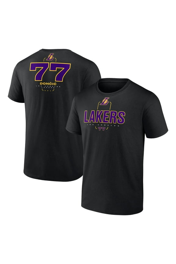 Men's Luka Don-i- Black Los Angeles Lakers Behind the Back Name & Number T-Shirt