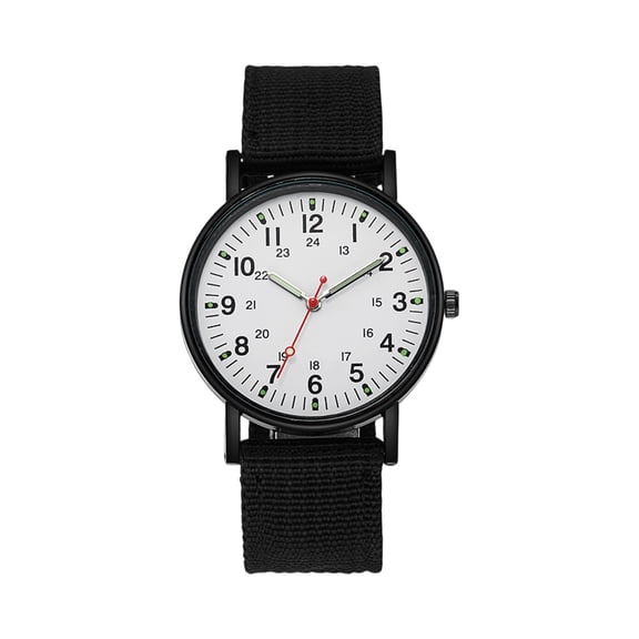 Men's Luminous Running Alarm Clock Watch, 1Pc, Black Nylon Strap, 24-Hour Dial With Luminous Markers, Sports Wristwatch For Men