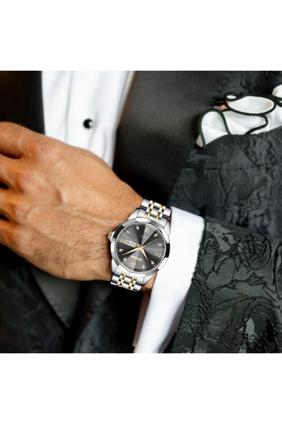 Men's Luminous Stainless Steel Quartz Watch with Modern Minimalist Dial, Waterproof Daily Wear and Glow-in-the-Dark Hands, Stylish Couple Matching Watch Set – Thoughtful Romantic Gift