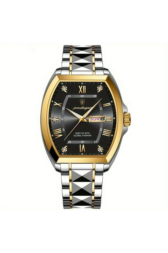 Men's Luminous Wine Barrel Shaped Quartz Wrist Watch, Timepiece for Everyday Wear, Perfect Accessory for Formal Occasions