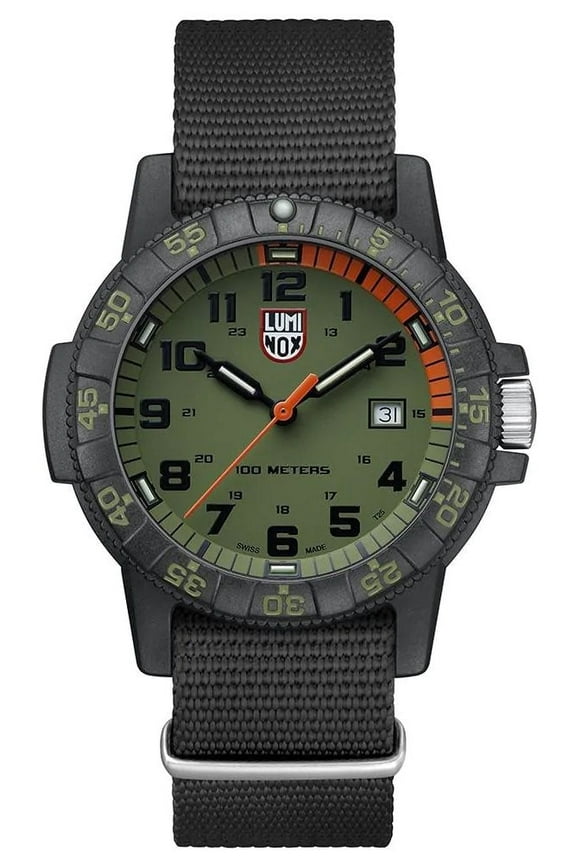 Men's 21 mm Leatherback Sea Turtle Nylon Strap Wristwatch, Black, XS.0337