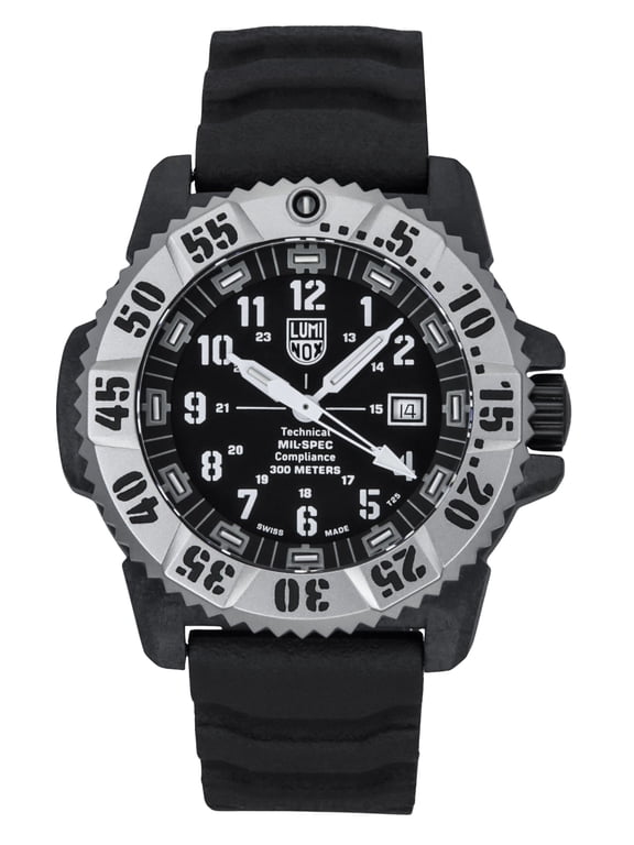 MIL-SPEC Rubber And Nylon Strap Black Dial Quartz Diver's XL.3351.1.SET 300M Men's Watch With Extra Strap