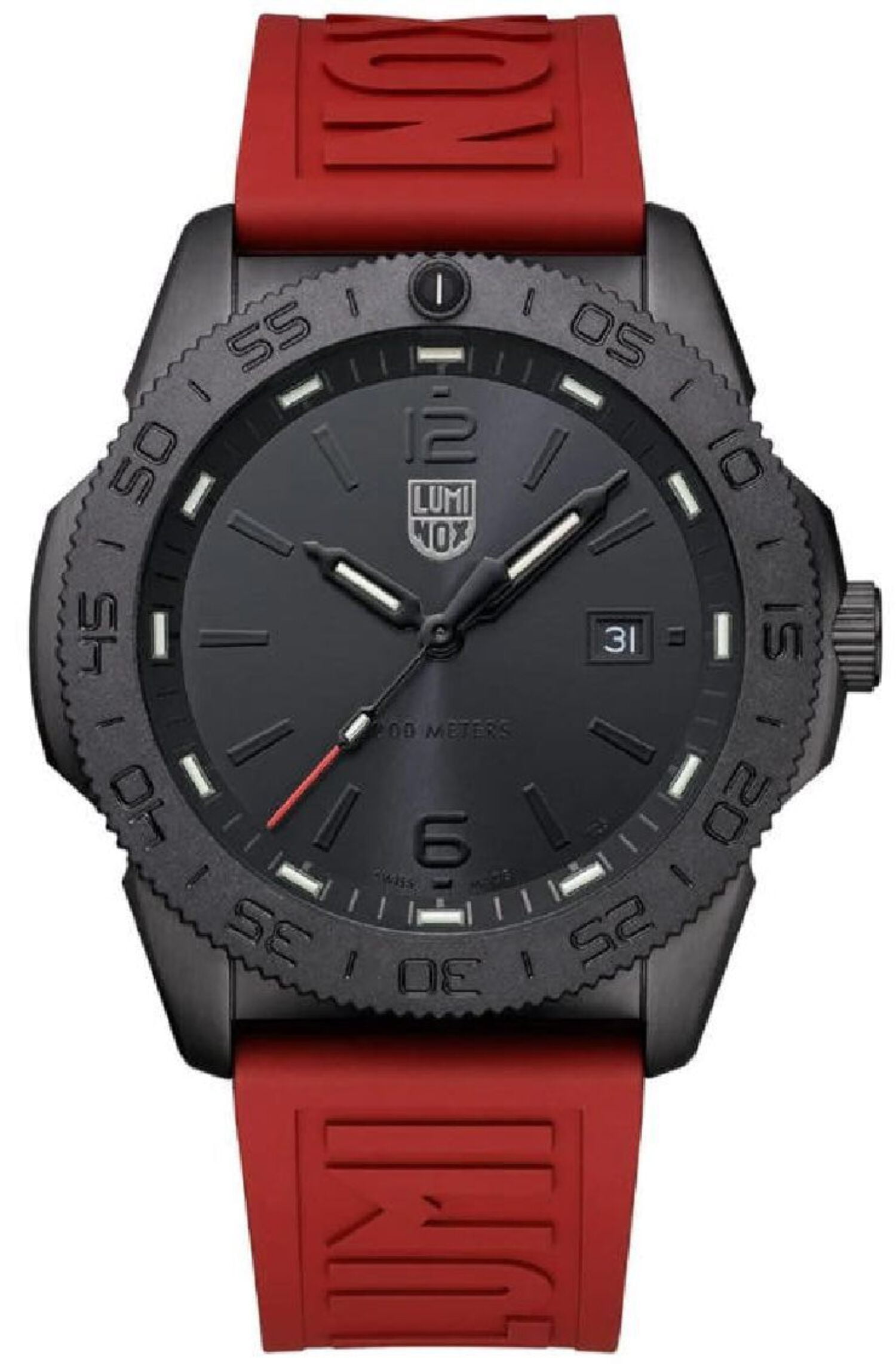 Men's Luminox Pacific Diver Blackout Red Silicone Diver Watch XS.3121.BO.RF