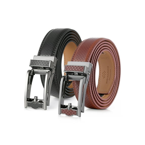 Men's Luxurious Brushed Clasp Leather 2 Pack Linxx Ratchet Belt