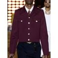 thumbnail image 1 of Men's Luxury Burgundy Wool-Blend Cropped Jacket Military Epaulet Tailored Formal Coat, 1 of 1