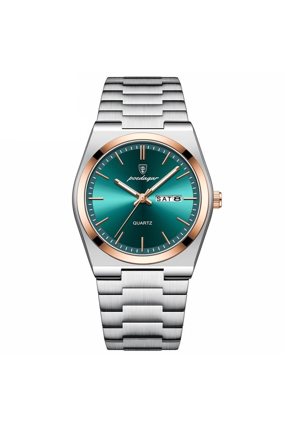 Men's Luxury Business Watch Waterproof Glow-in-The Dark Date Week Stainless Steel Men's Watch Casual Quartz Men's Watch Men