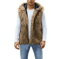 thumbnail image 1 of Men's Luxury Faux Fur Hooded Vest Winter Warm Open Front Sleeveless Cardigan Fuzzy Outerwear Jacket Camel Size XXXL, 1 of 4