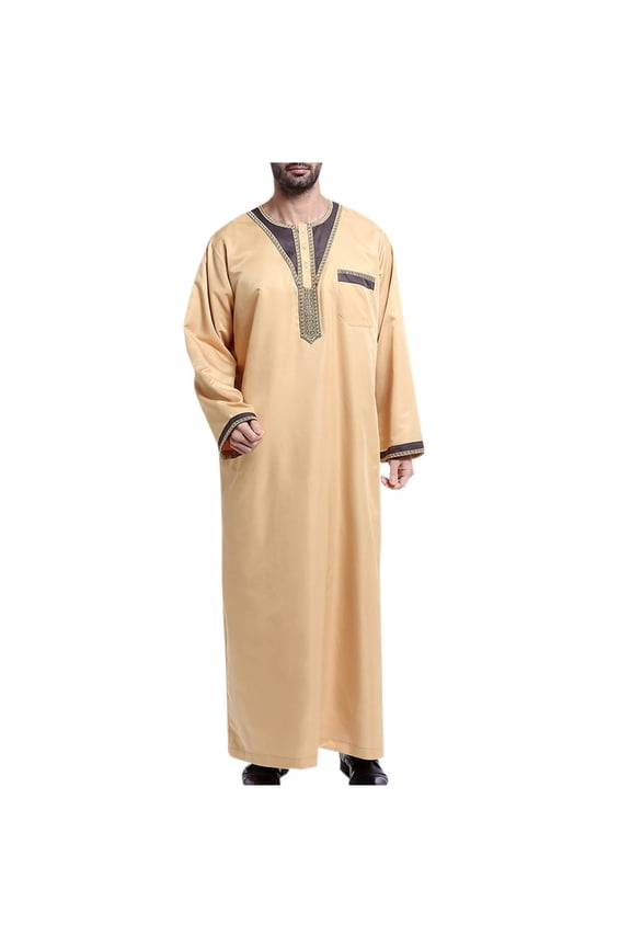 Men's Luxury Kaftan Robe, Long Muslim Thobe Middle East Saudi Arabic Islamic Abaya Kaftan Ramada Clothing