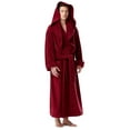 thumbnail image 1 of Men's Luxury Medieval Monk Robe Style Full Length Hooded Turkish Terry Cloth Bathrobe, Burgundy, Medium, 1 of 1