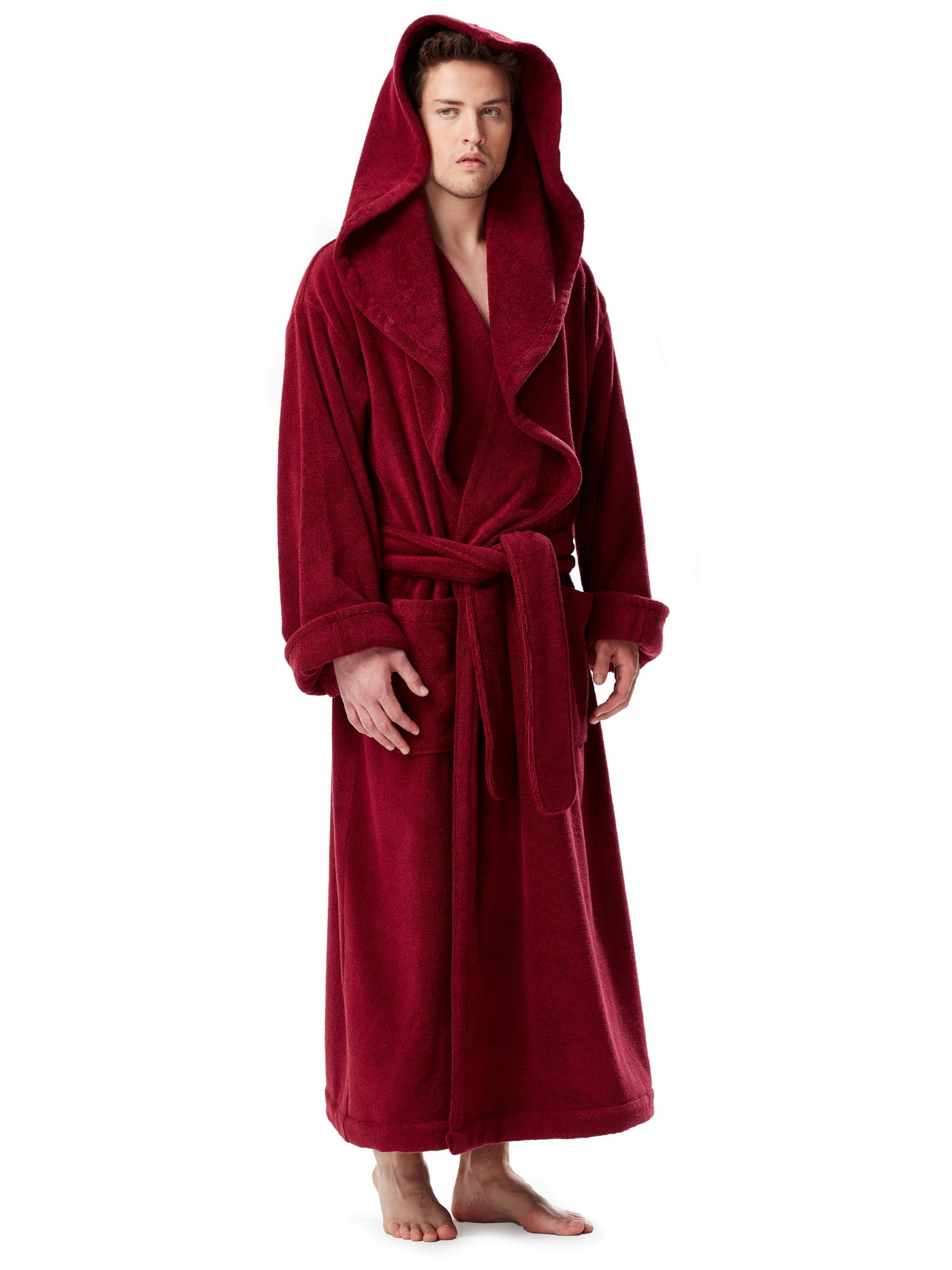 Men's Luxury Medieval Monk Robe Style Full Length Hooded Turkish Terry