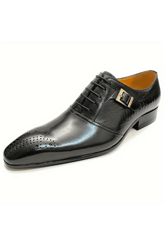 Men's Luxury Oxford Dress Shoes Vintage Style with Metal Buckle Perfect for Weddings Business Parties