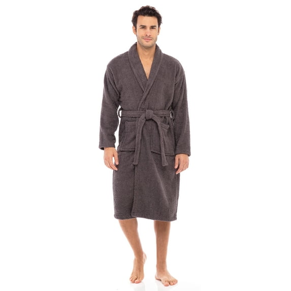 Skylinewears Men’s Luxury Robe 100% Cotton Terry Robe Shawl Collar Kimono Bathrobe Spa Robe Lightweight Soft Sleepwear Shower Robe Gowns for Men