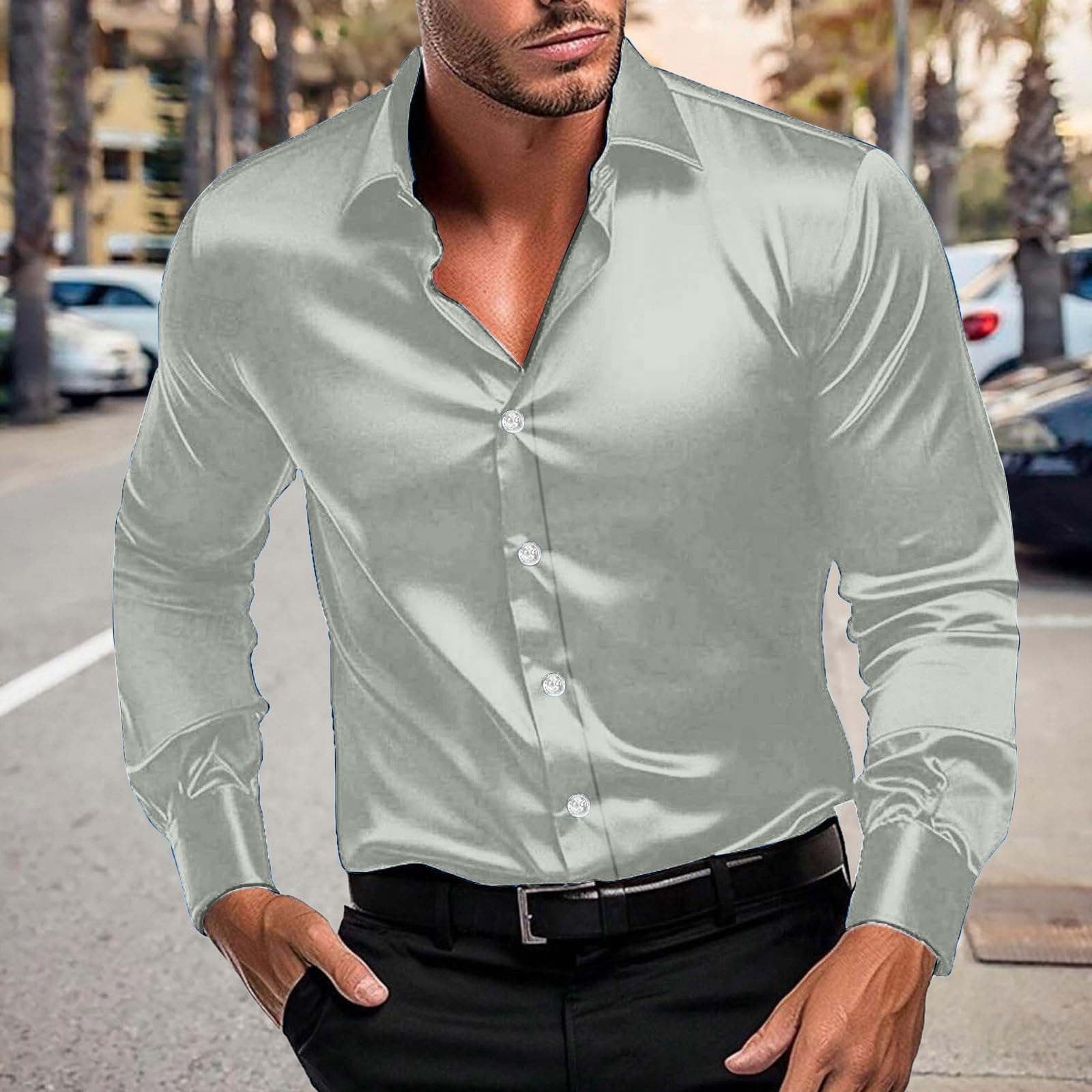 men's gray long sleeve dress shirt Men's Grey Long Sleeve Dress Shirts Paul Fredrick