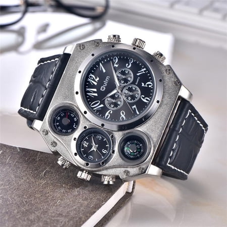 Men's Luxury Sport Watch with Large Dial, Compass, and Quartz Movement - Perfect for Outdoor Sports Enthusiasts