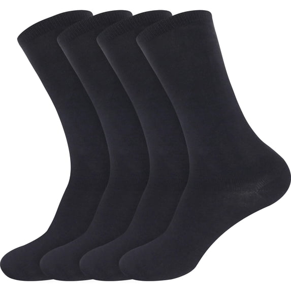 BambooMN Men's Rayon from Bamboo Casual Dress Crew Socks - Charcoal - 4 Pairs