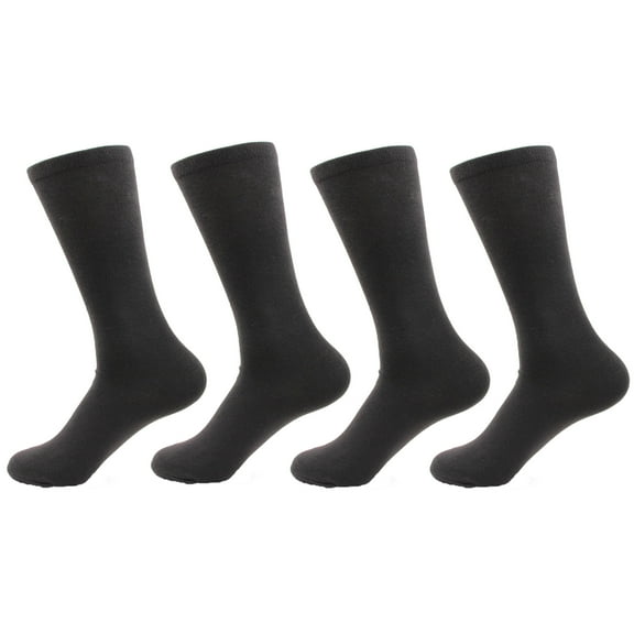 Men's M/L Rayon from Bamboo Fiber Casual Dress Socks - Charcoal - 4prs, Size 6-10