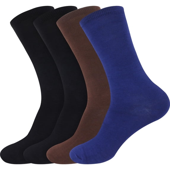 BambooMN Men's Rayon from Bamboo Casual Dress Crew Socks - Assortment 97 - 4 Pairs