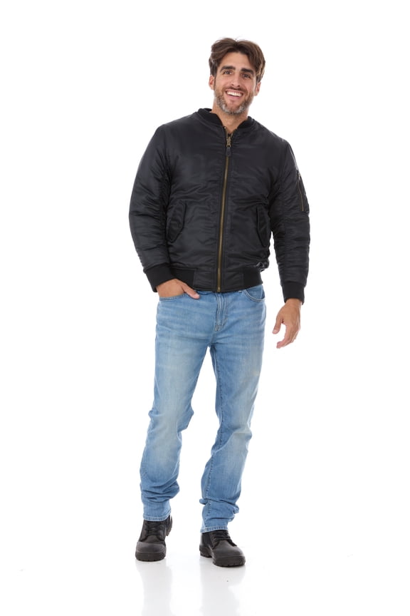 Men's MA-1 Flight Bomber Pilot Jacket-MA1-Blk-Sml