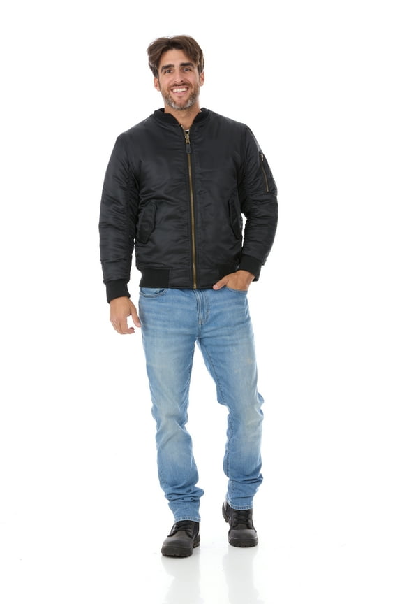Men's MA-1 Flight Bomber Pilot Jacket-MA1-Blk-XL