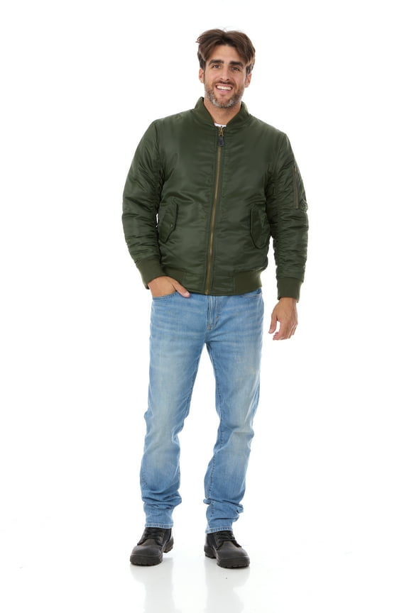 Men's MA-1 Flight Bomber Pilot Jacket-MA1-Olv-Lg