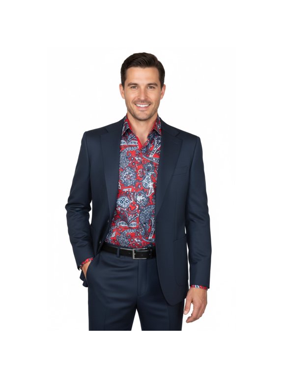 Men's MONO Turkey Casual Dress Jacket Patch Pockets Thick Cotton 1557-002 Navy