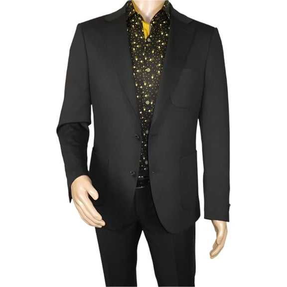 Men's MONO Turkey Casual Dress Jacket Patch Pockets Thick Cotton 1557-01 Black