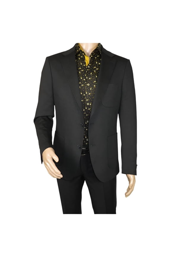 Men's MONO Turkey Casual Dress Jacket Patch Pockets Thick Cotton 1557-01 Black