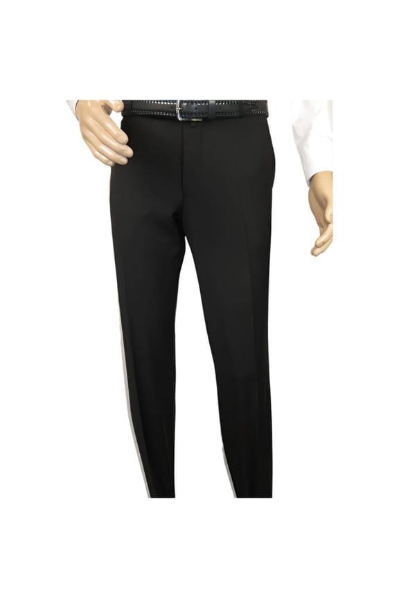 Men's MONO Turkey Slacks 100% Wool Plain Front Regular Fit 2501-01 Black