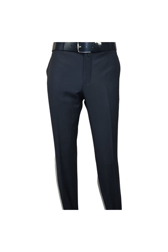 Men's MONO Turkey Slacks 100% Wool Plain Front Regular Fit 2501-02 Navy Blue