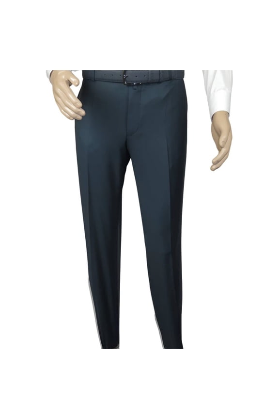 Men's MONO Turkey Slacks 100% Wool Plain Front Regular Fit 2501-17 D. Teal