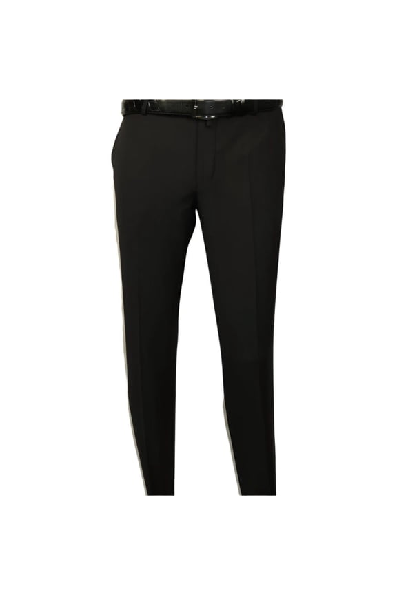 Men's MONO Turkey Slacks 100% Wool Plain Front Slim Fit 2502-01 Black