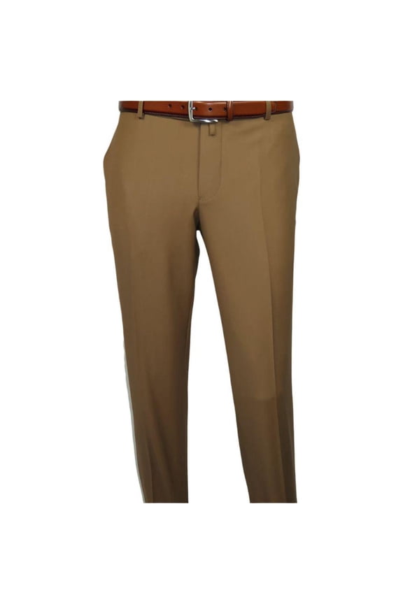 Men's MONO Turkey Slacks 100% Wool Plain Front Slim Fit 2502-10 Camel