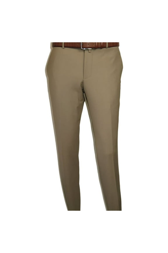 Men's MONO Turkey Slacks 100% Wool Plain Front Slim Fit 2502-7 Tan
