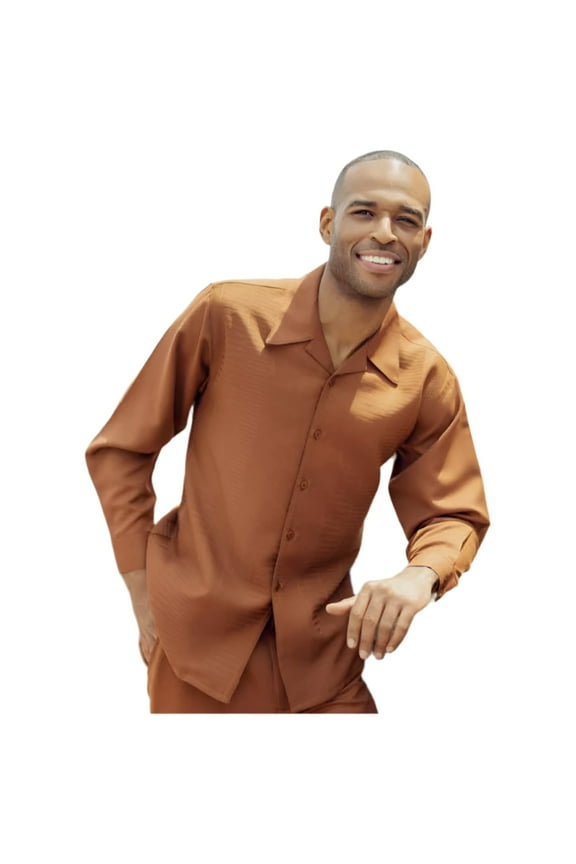 Men's MONTIQUE Two Piece Set Walking Leisure Suit 2372 Cognac Tone on Tone
