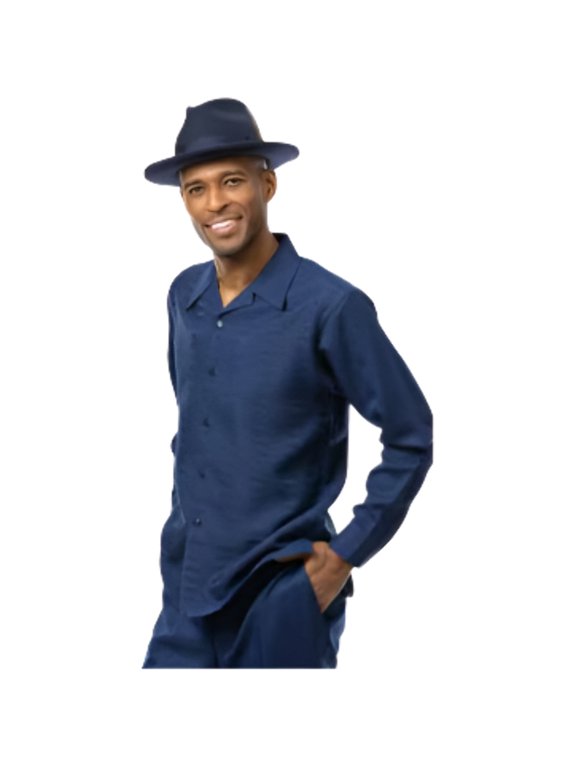 Men's MONTIQUE Two Piece Set Walking Leisure Suit 2391 Navy Tone on Tone