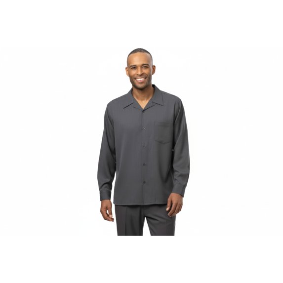 Men's MONTIQUE Two Piece Set Walking Leisure Suit Long Sleeves 1641 Gray