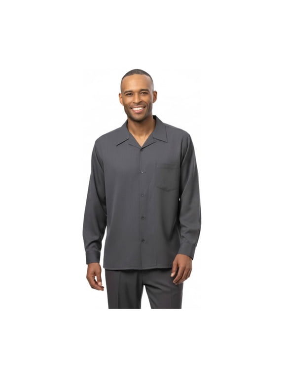 Men's MONTIQUE Two Piece Set Walking Leisure Suit Long Sleeves 1641 Gray