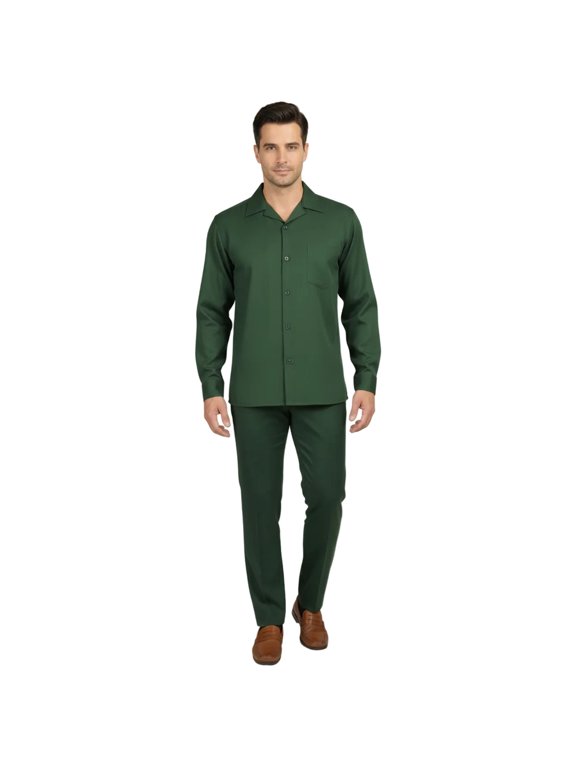 Men's MONTIQUE Two Piece Set Walking Leisure Suit Long Sleeves 1641 H. Green
