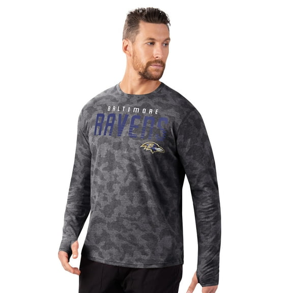 Men's MSX by Michael Strahan Black Baltimore Ravens Performance Camo Long Sleeve T-Shirt