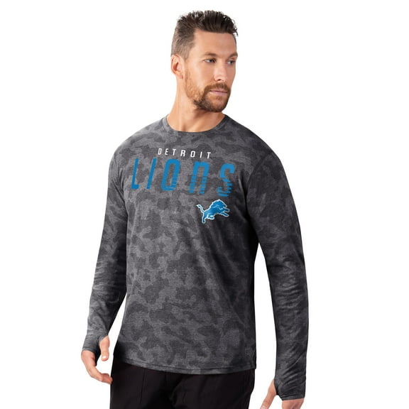 Men's MSX by Michael Strahan Black Detroit Lions Performance Camo Long Sleeve T-Shirt