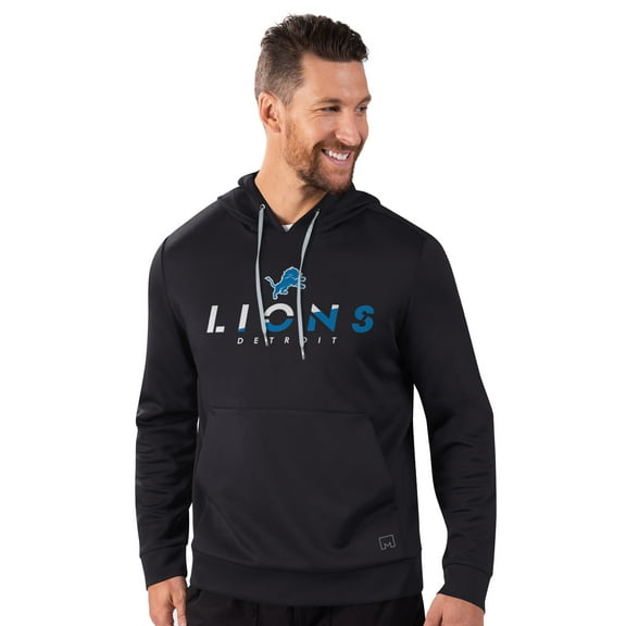 Men's-MSX by Michael Strahan Black Detroit Lions Performance Pullover Hoodie