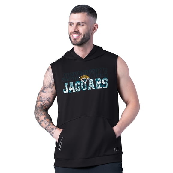 Men's MSX by Michael Strahan Black Jacksonville Jaguars Tri-Blend Rebound Sleeveless Hoodie