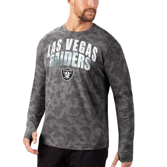 Men's MSX by Michael Strahan Black Las Vegas Raiders Camo Performance Long Sleeve T-Shirt