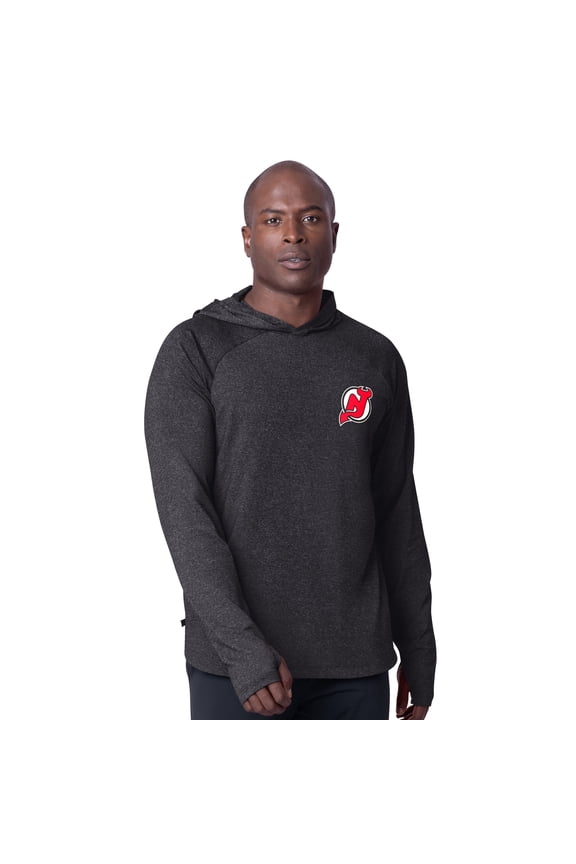 Men's MSX by Michael Strahan  Black New Jersey Devils Fast Track Raglan Long Sleeve Hoodie T-Shirt