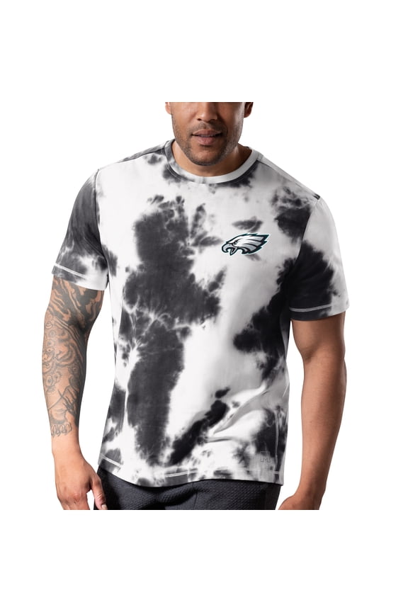 Men's MSX by Michael Strahan Black Philadelphia Eagles Freestyle Tie-Dye T-Shirt
